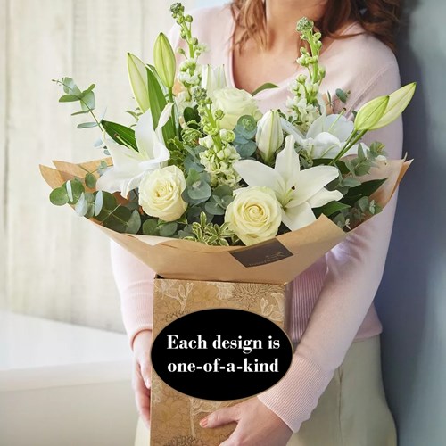White Rose and Lily Hand-tied Bouquet - Top-Rated